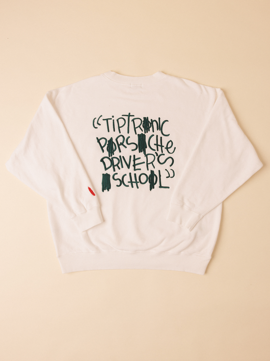 "Tiptronic Porsche Driving School" Crew (Vintage White)